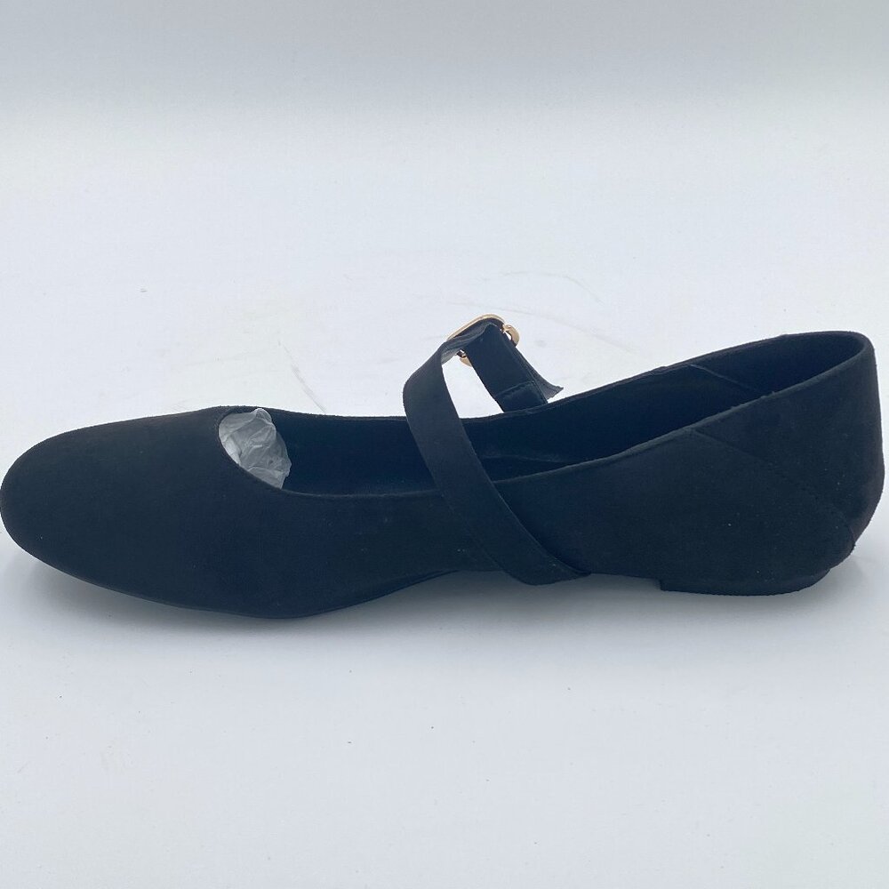 FOWT Black Suede Closed Toe Mary Jane Pumps Round Toe Slip On Ballet Flats Comfy - Picture 2 of 7